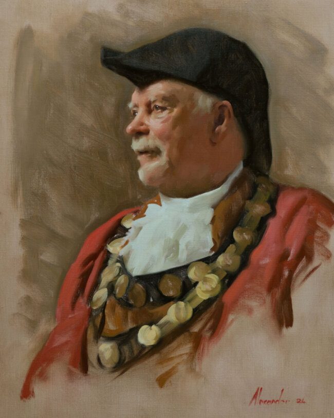 Nick Fogg MBE, oil on canvas, 18 x 14 in.