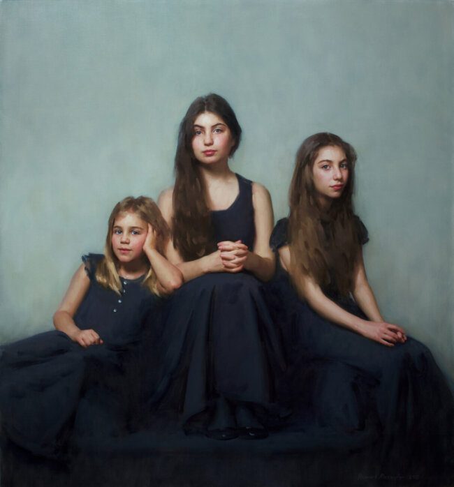 Talia, Lily and Jemima, oil on canvas, 56 x 52 in.